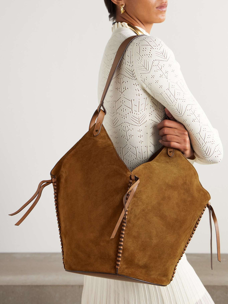 Isabel Marant 25E Tampa leather-trimmed suede tote Tan outlook