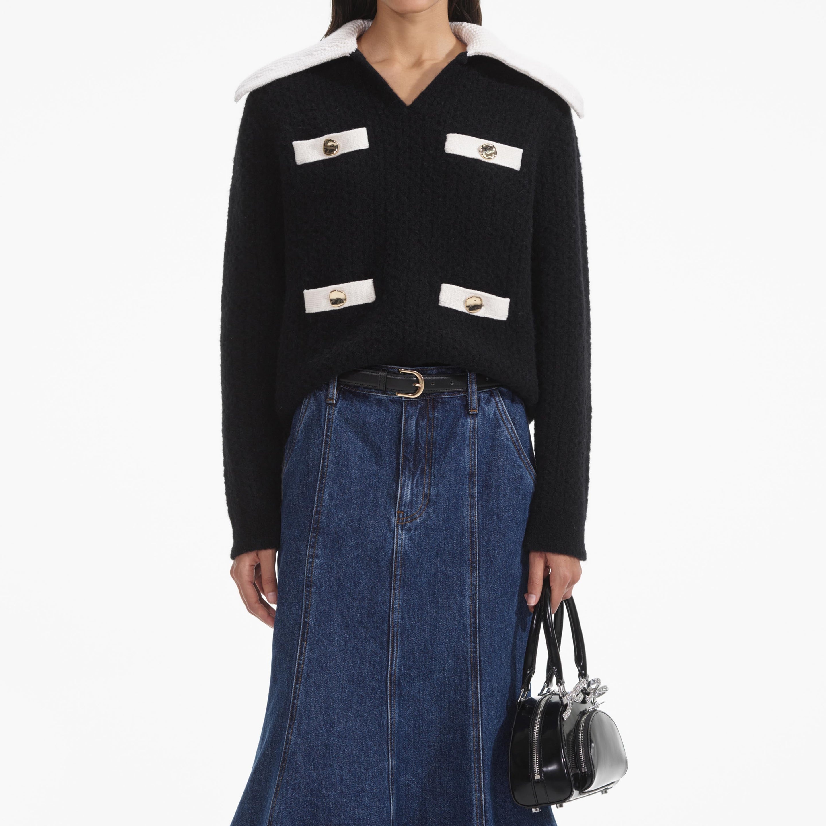 Black Cashmere Blend Oversized Jumper - 4