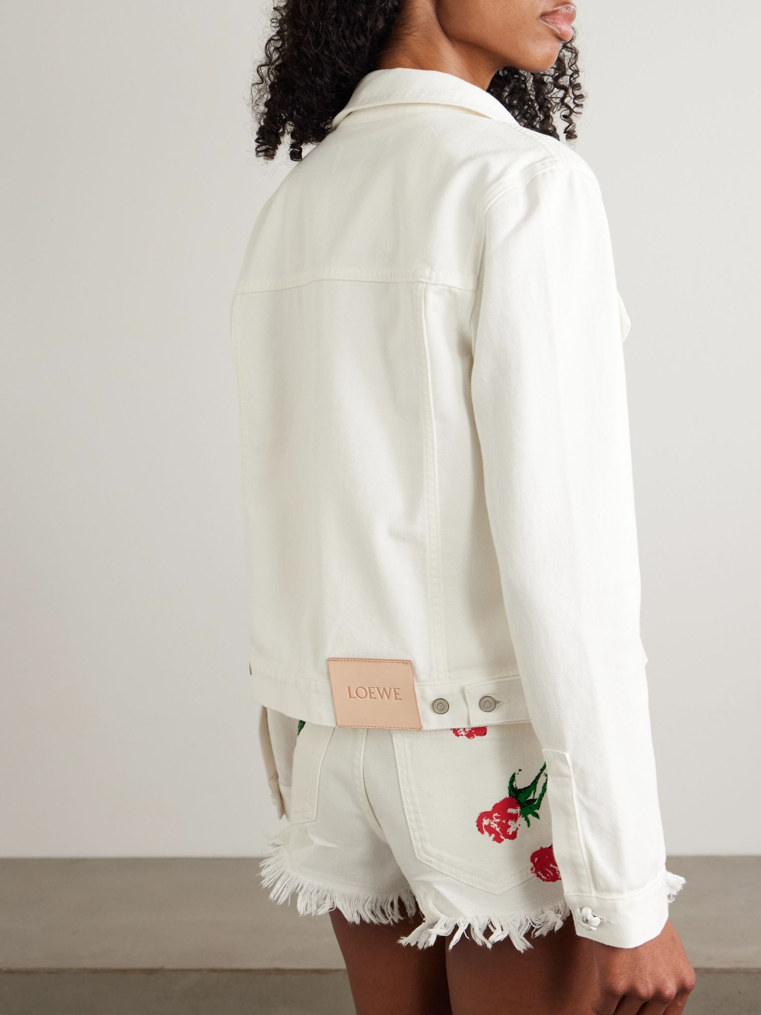 + Paula's Ibiza leather-trimmed embellished denim jacket White - 4