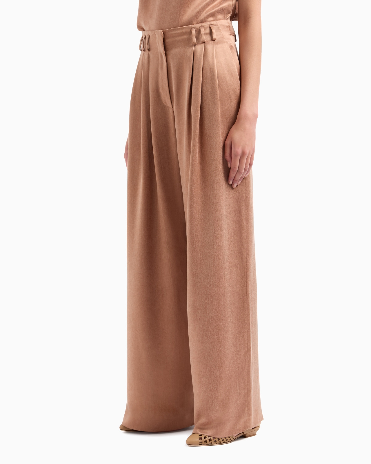 WIDE-LEG VISCOSE AND CUPRO TROUSERS - 4