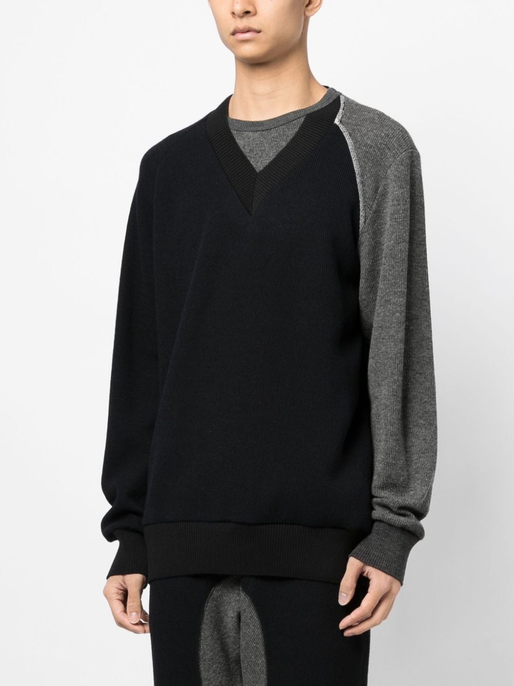 patchwork-design knitted jumper - 3