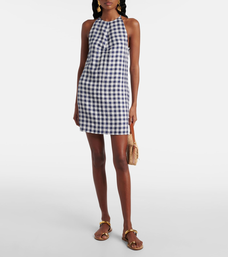 ASCENO Antiqua gingham linen minidress outlook