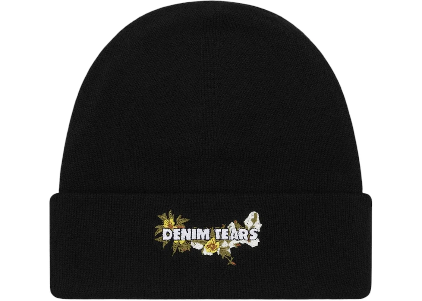 Denim Tears Floral Beanie Black - 1