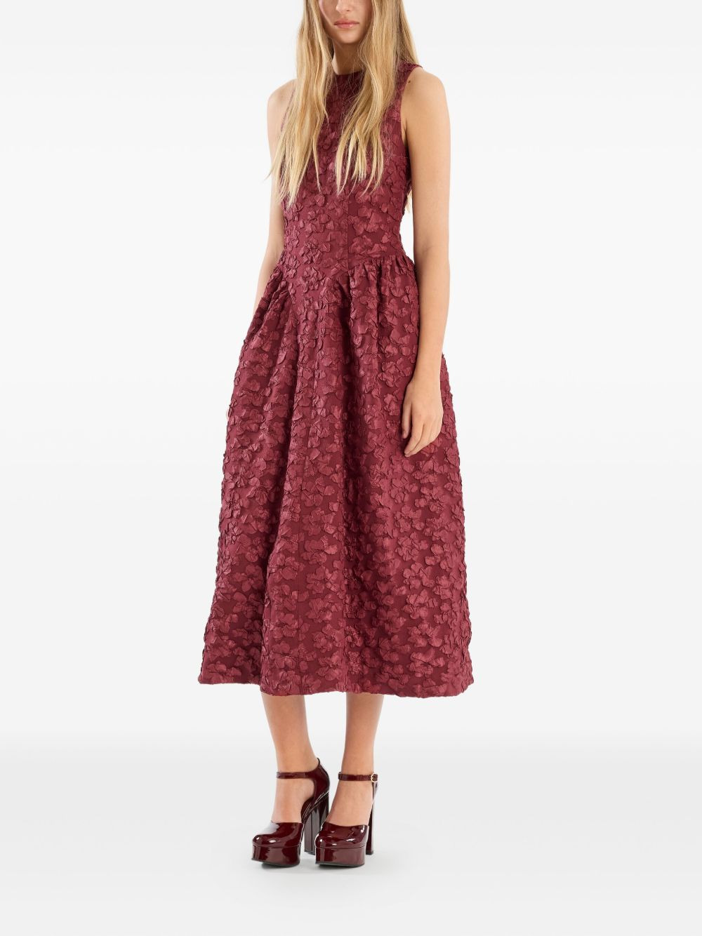 flower-embellishment midi dress - 2