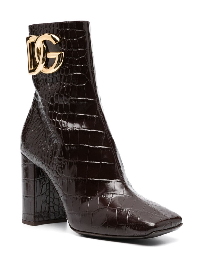 Dolce & Gabbana 90mm logo-plaque leather ankle boots outlook