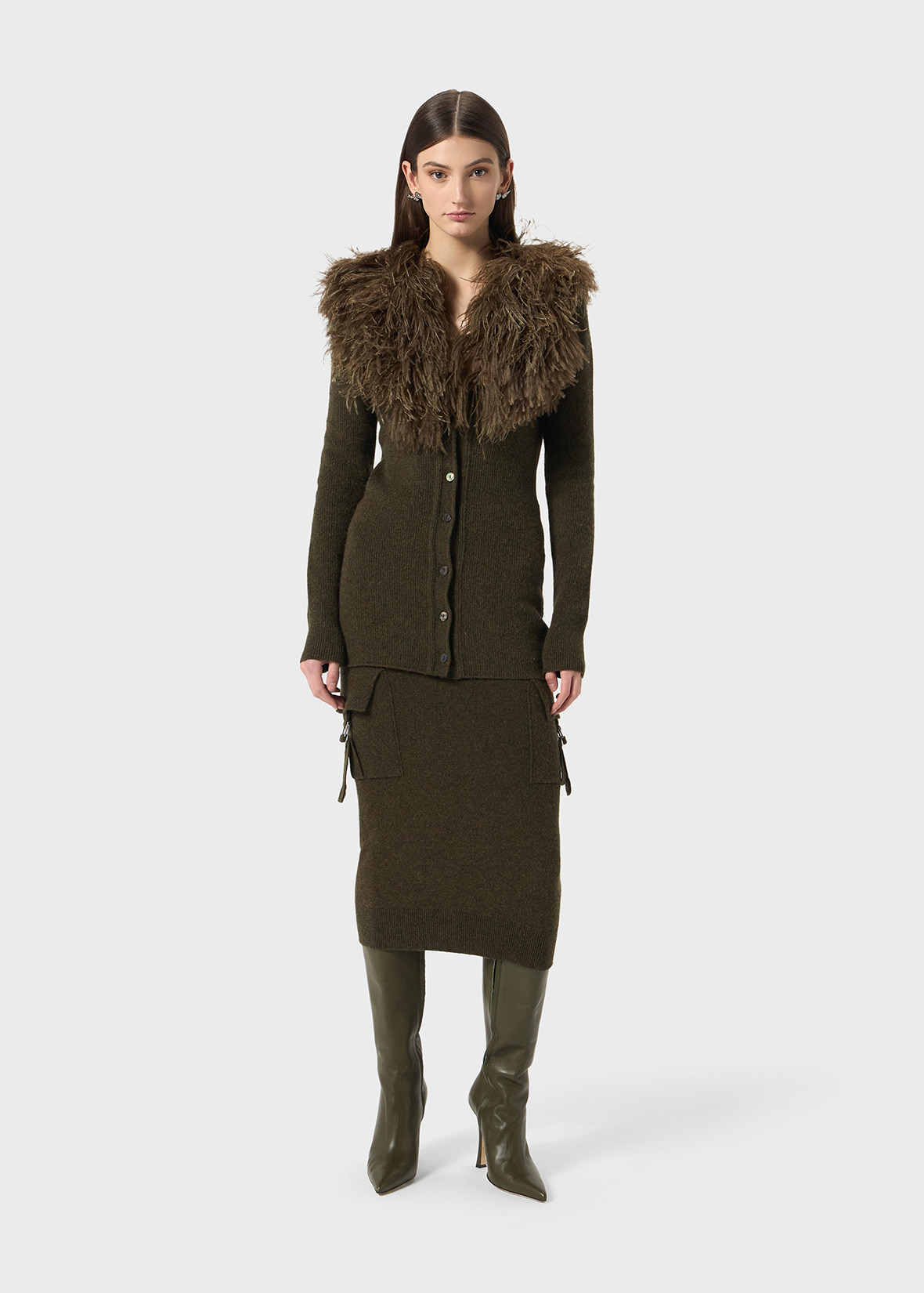 MIDI KNIT SKIRT WITH CARGO POCKETS - 2