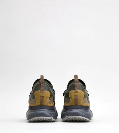 Tod's LEATHER AND TECHNICAL FABRIC SNEAKERS - YELLOW, GREEN, BROWN outlook