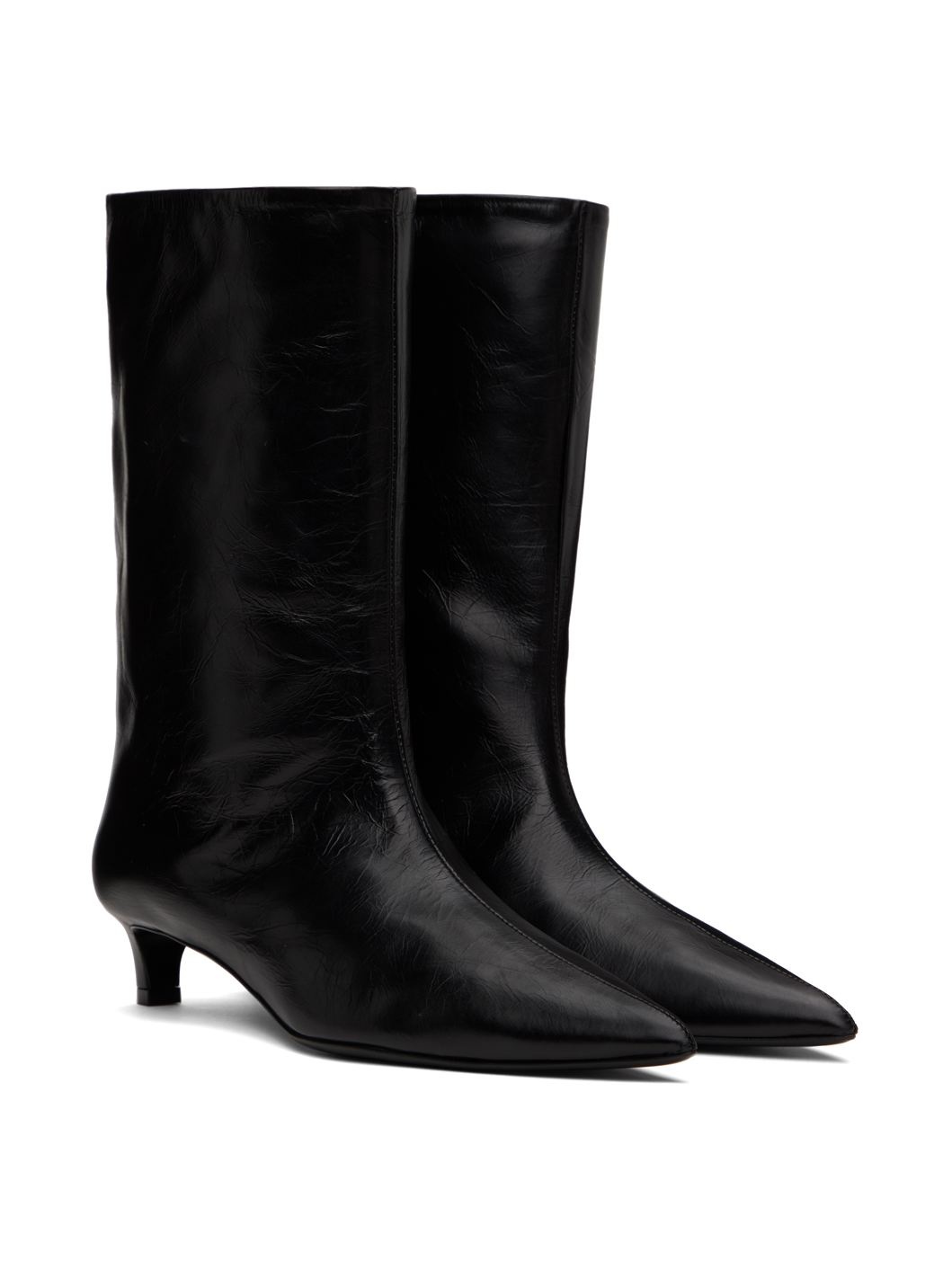 Black Calf Leather Boots - 4
