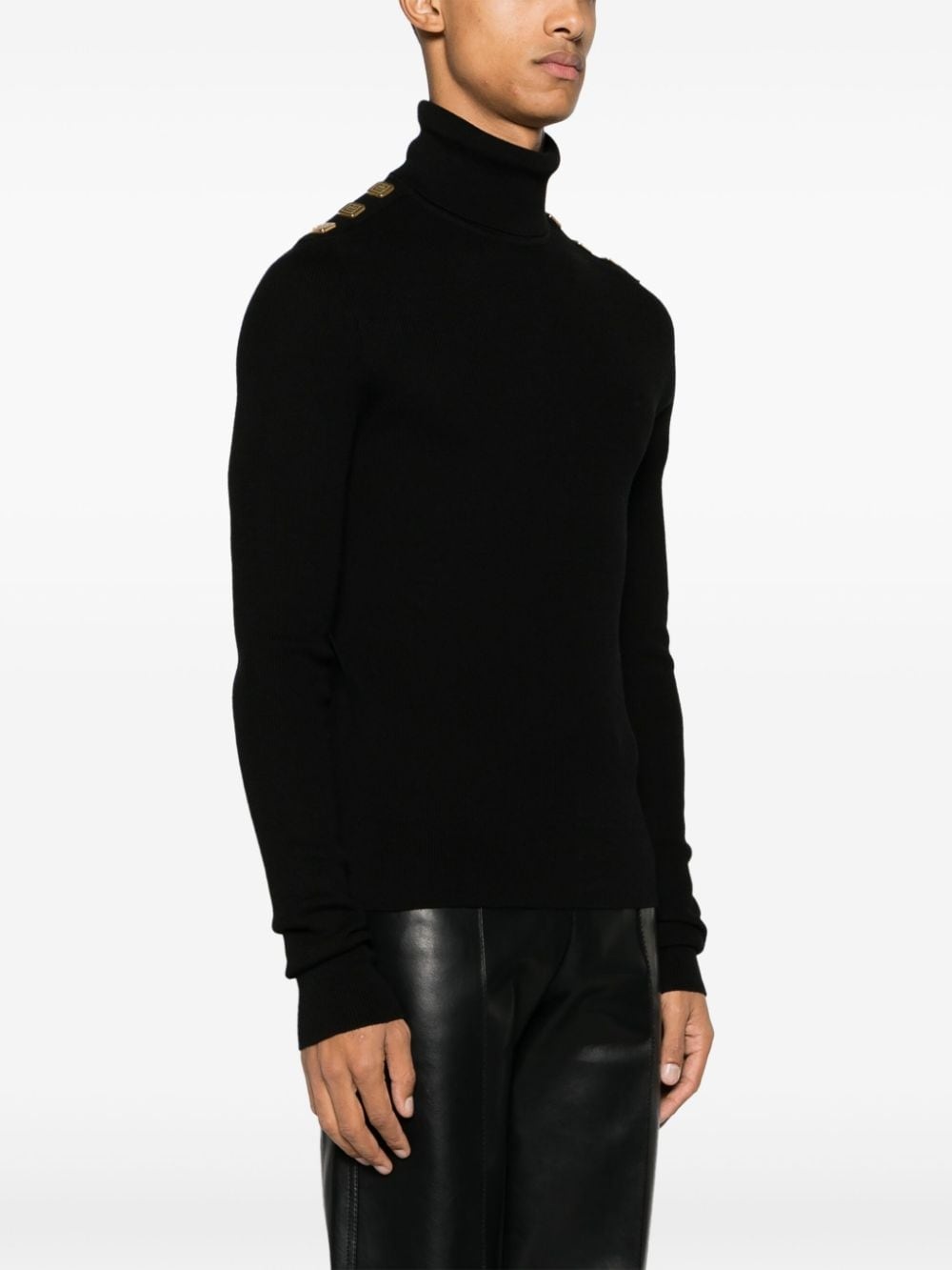 decorative-buttons fine-ribbed wool jumper - 3