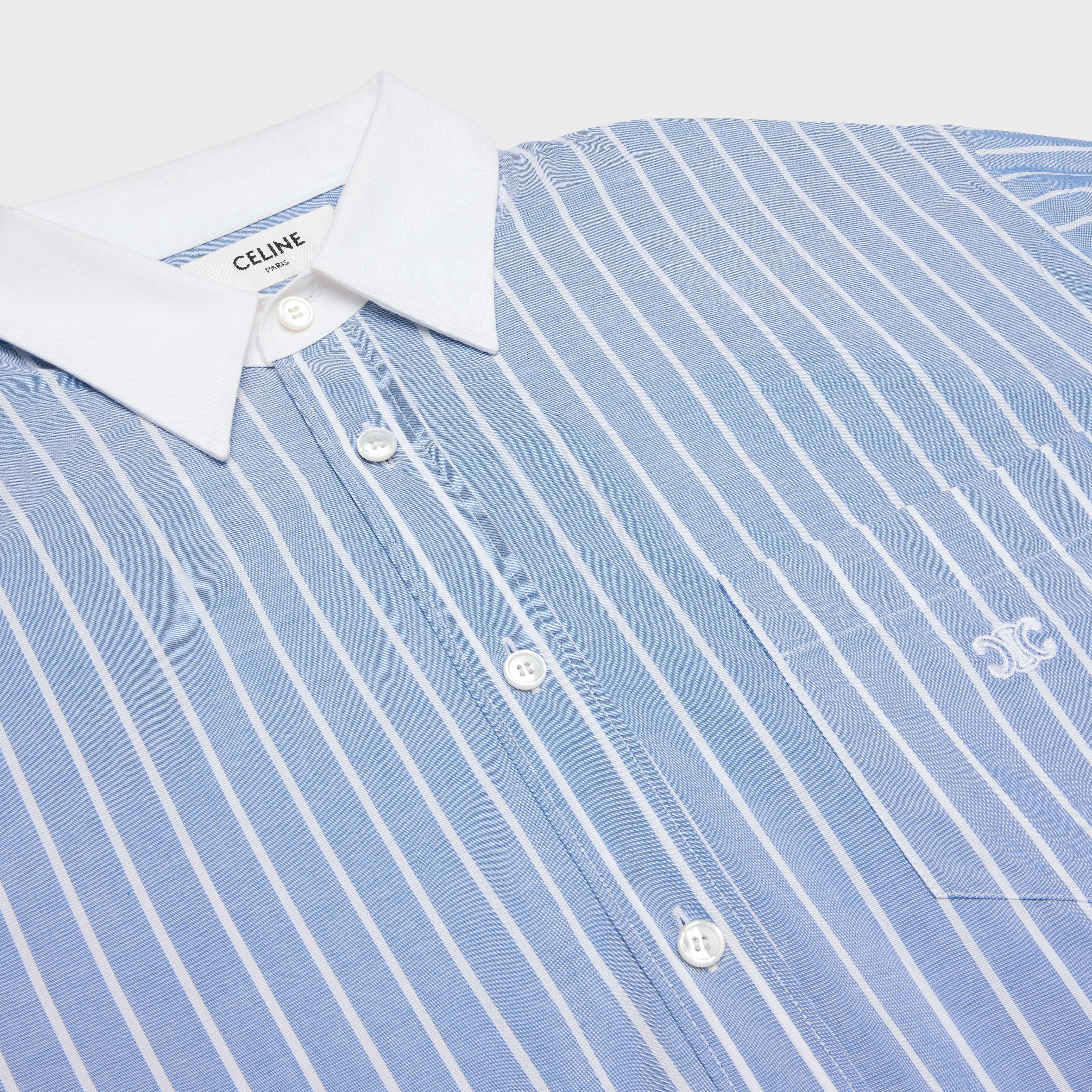 CROPPED SHIRT IN STRIPED COTTON - 3