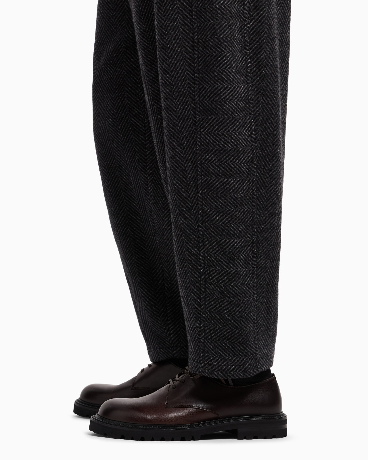 CHEVRON CASHMERE FLAT-FRONT TROUSERS - 5