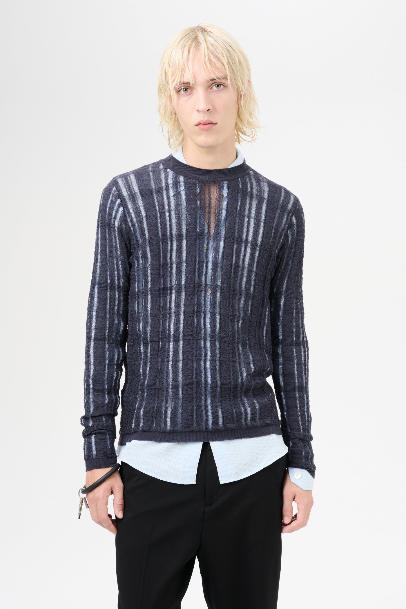 Formal Roundneck Washed Navy Tech Cotton - 3