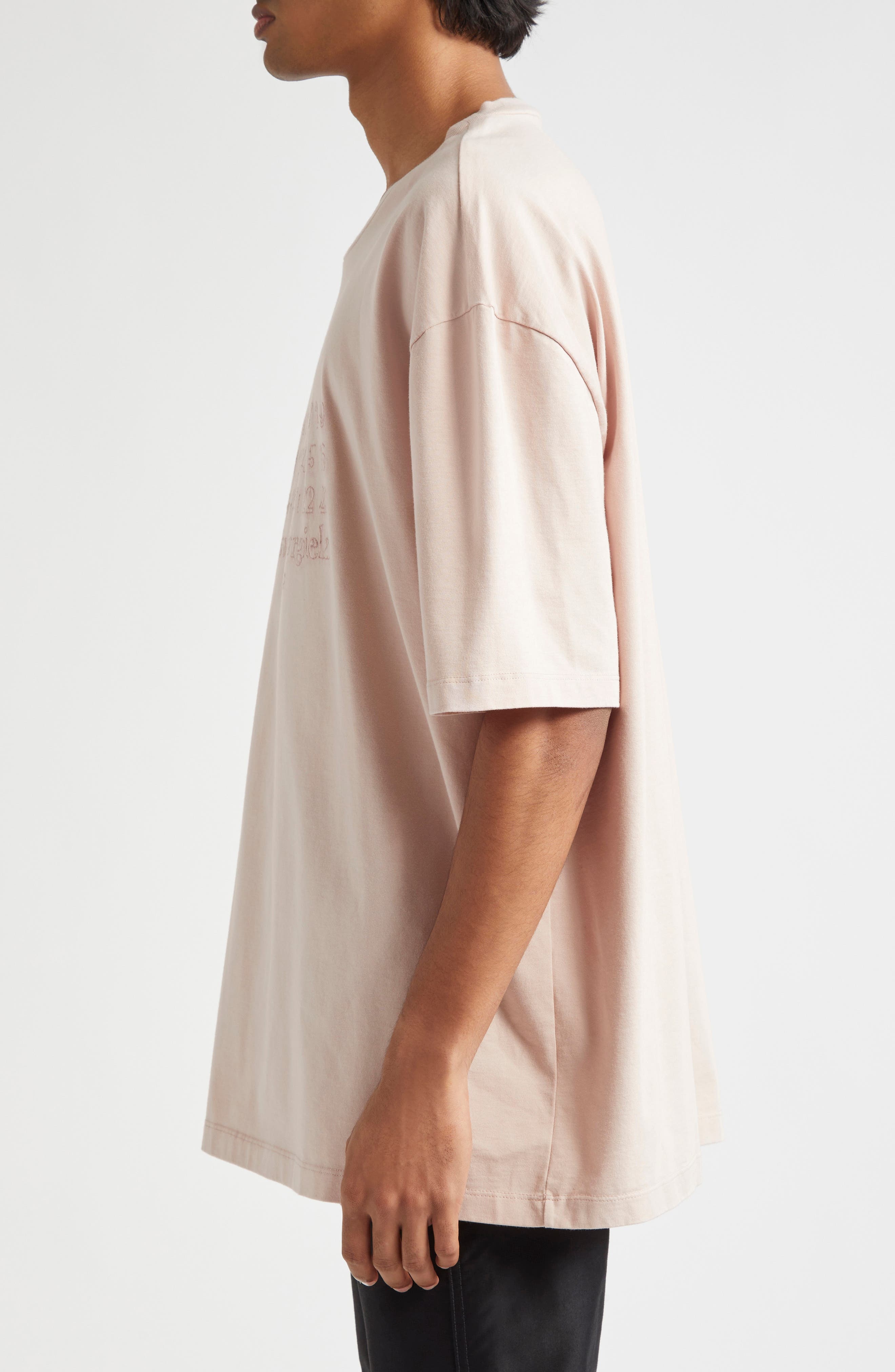 Maison Margiela Number Logo Embroidered Cotton T-Shirt in Buff at Nordstrom - 3