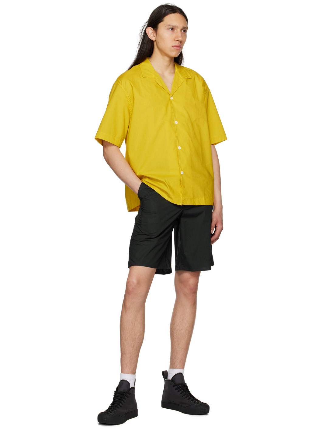 Yellow Open Spread Collar Shirt - 4