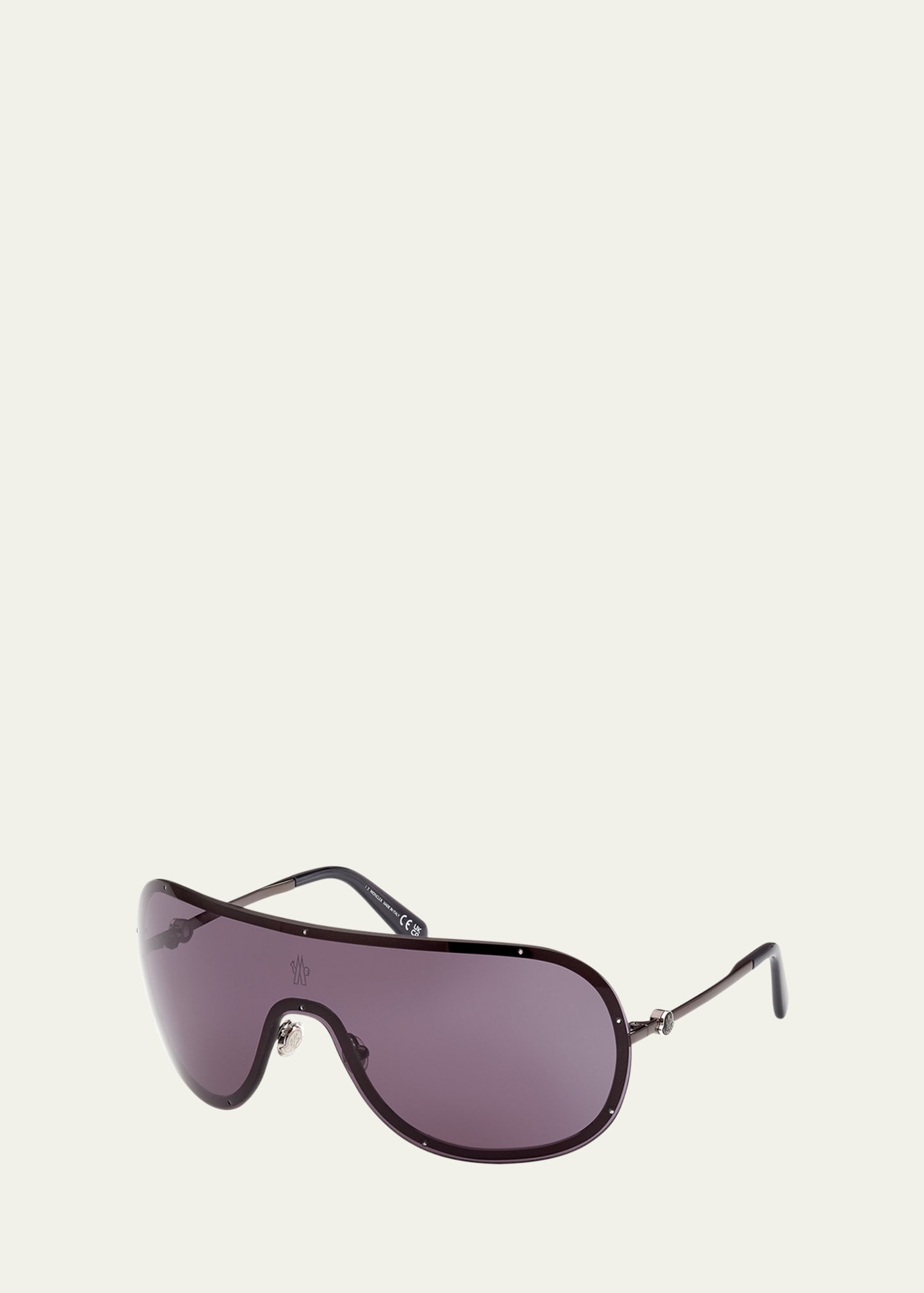 Gunmetal Logo Metal Alloy Shield Sunglasses - 2