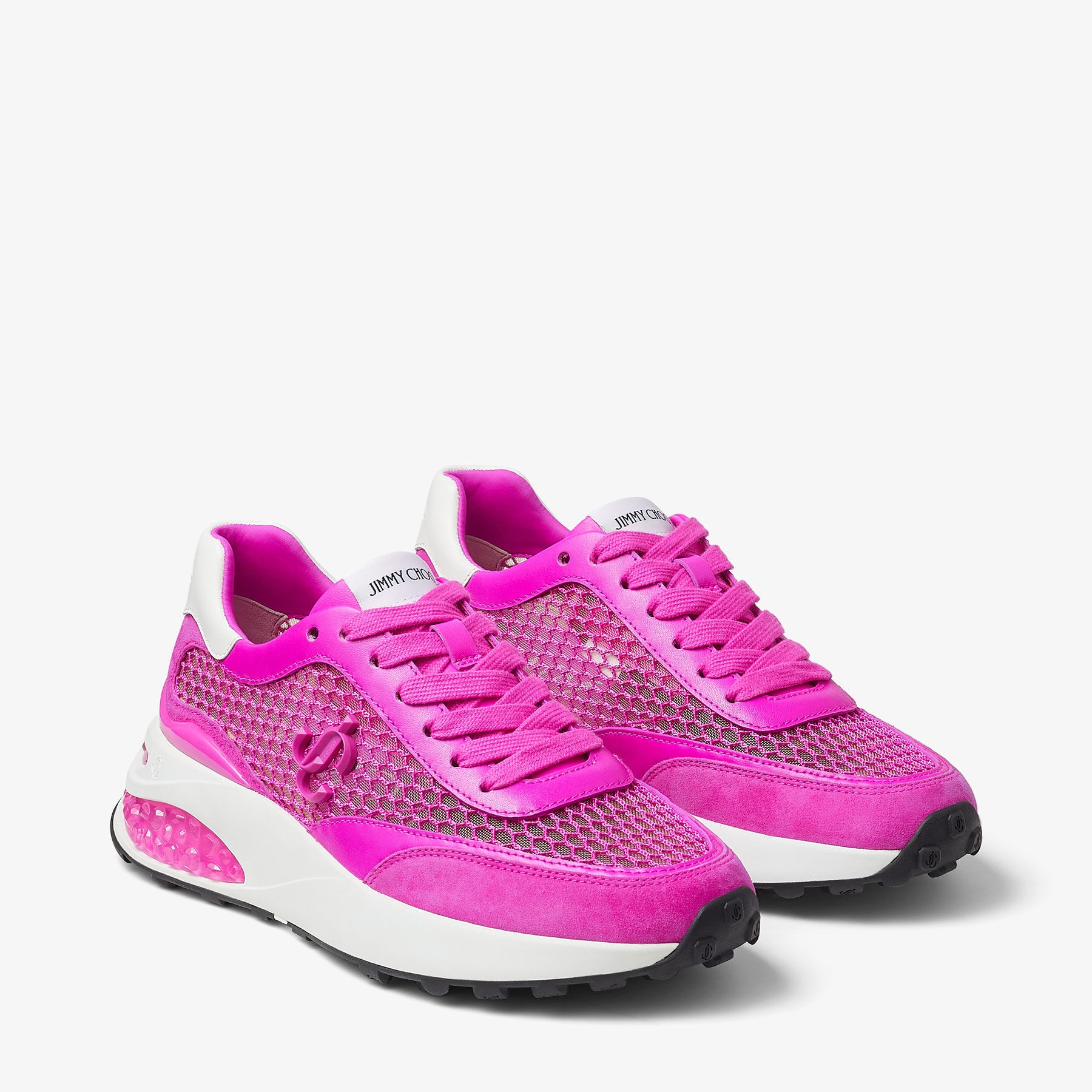 Memphis Lace Up/F
Fuchsia Fishnet Mesh and Leather Low Top Trainers - 3