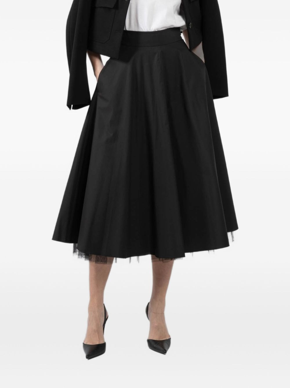 tulle-trimmed midi skirt - 1