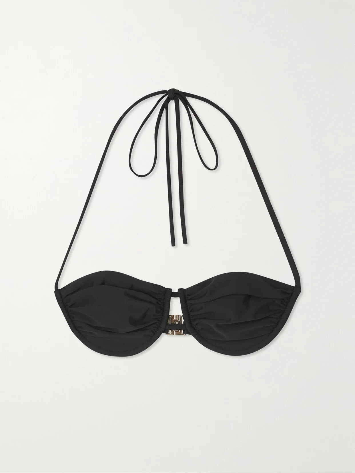 Finder Ruched Stretch-sateen Underwired Halterneck Bikini Top - 1