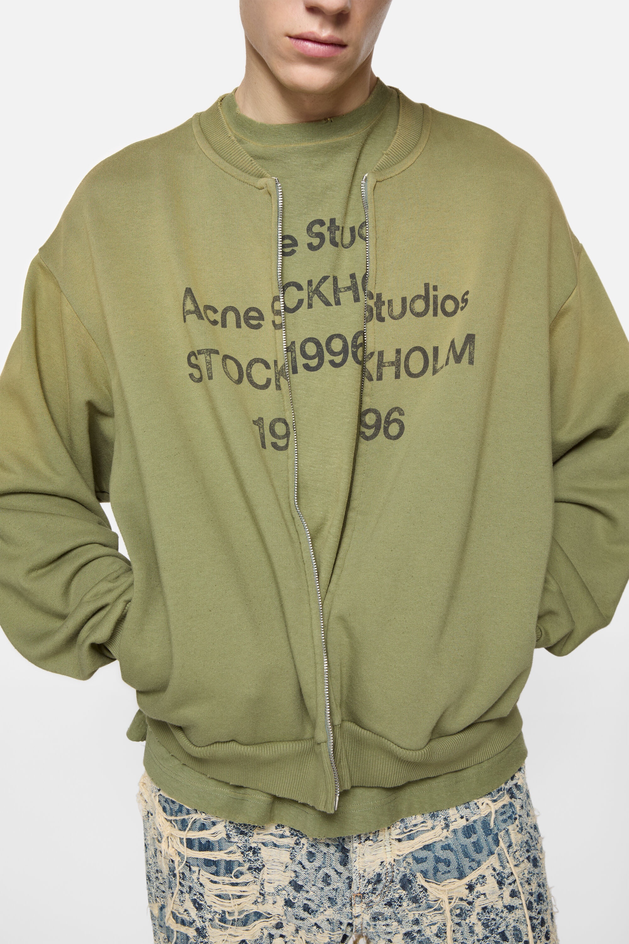 Zip-up cardigan - Olive green - 4