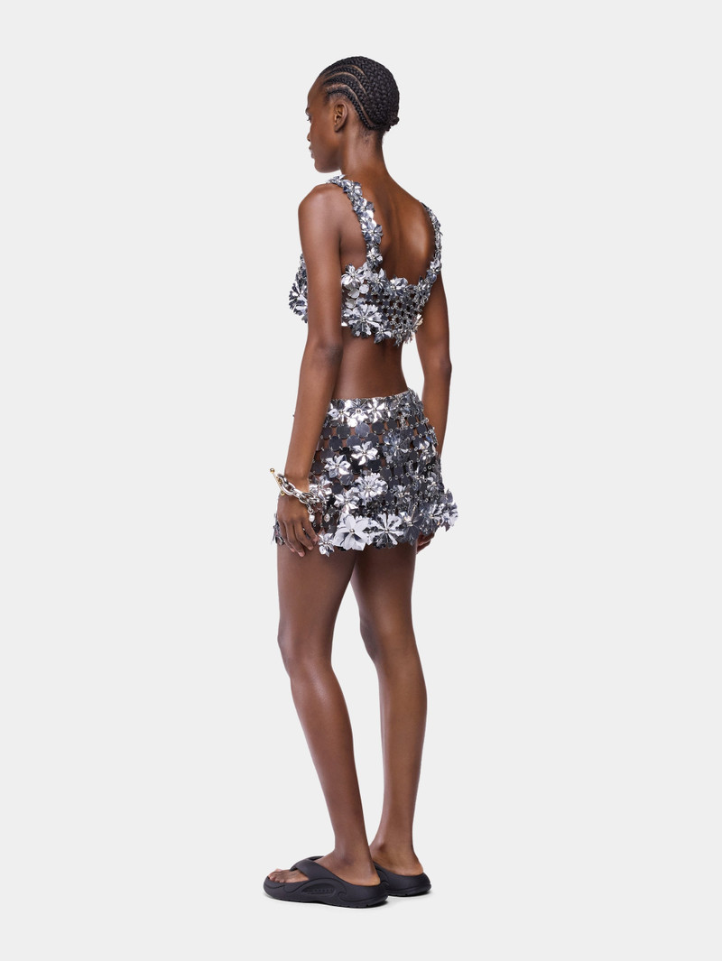 MINI SKIRT IN SILVER ASSEMBLAGE WITH FLOWER DETAILS 3