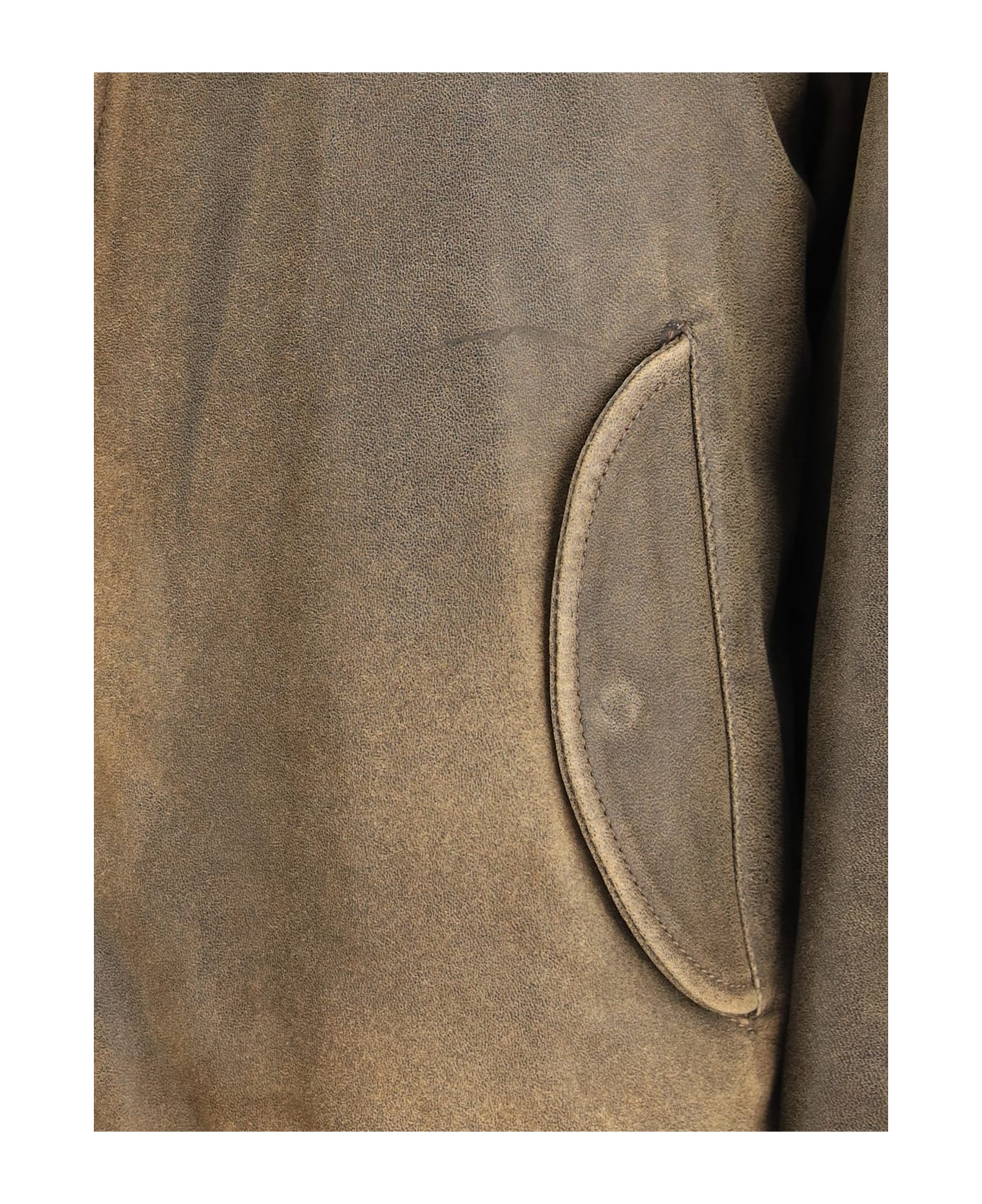 Brown Leather Jacket With Zip Closure - 3