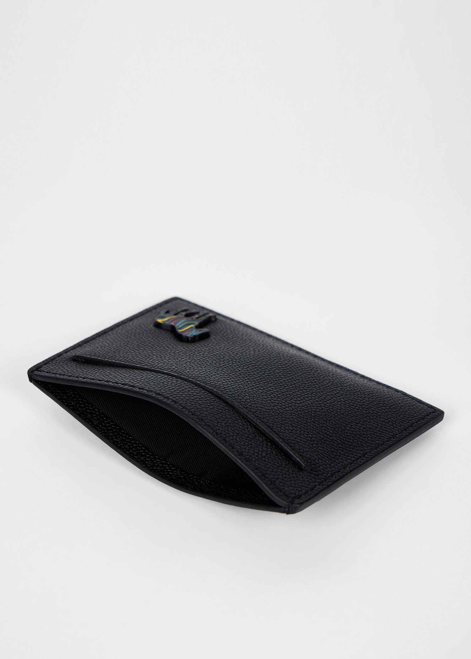 Black Pebble-Grain Leather 'Zebra' Card Holder - 3
