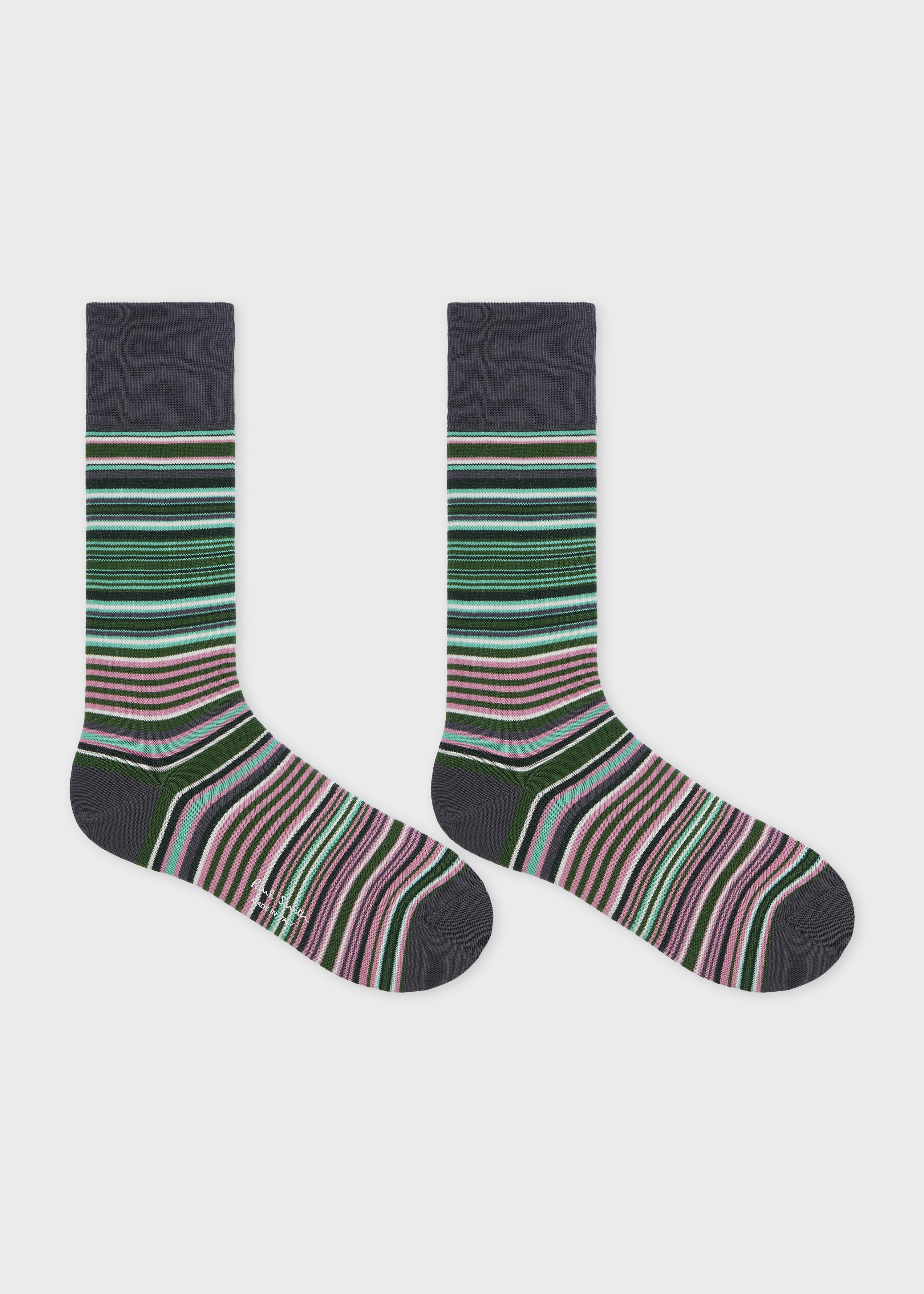 Green Cotton-Blend Stripe Socks - 2