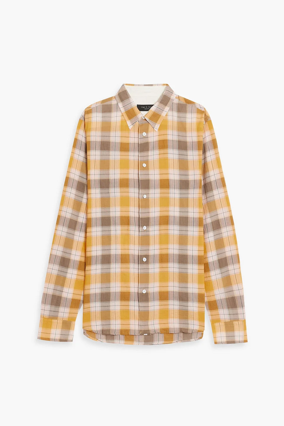Beach checked crinkled cotton and TENCEL™-blend shirt - 1