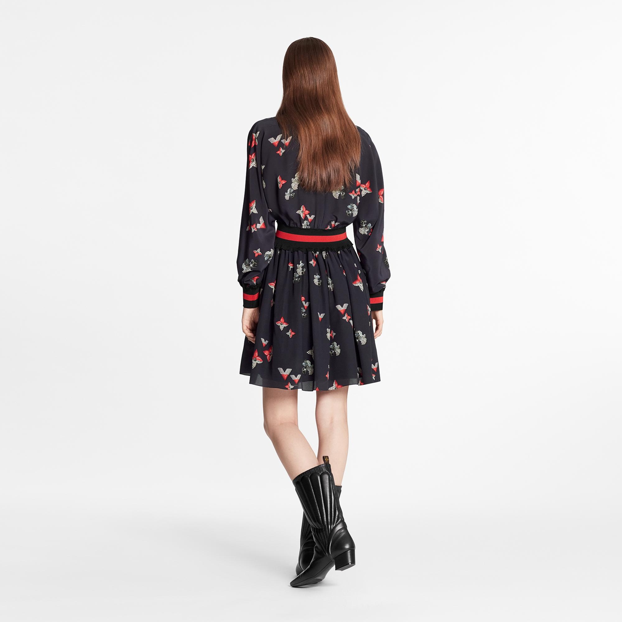 Exclusive Floral Print Mini-Dress In Silk Crepe De Chine - 4