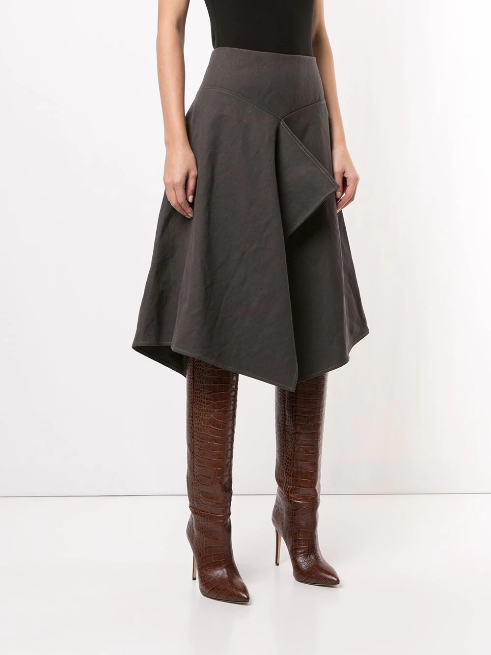 draped A-line skirt - 3