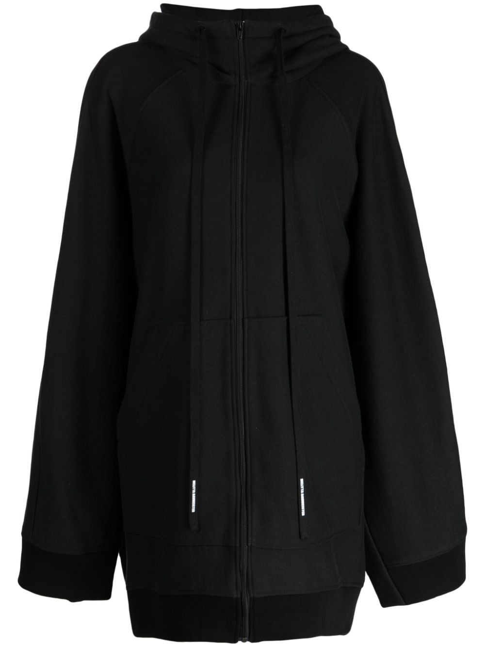 panelled zipped cotton hoodie - 1