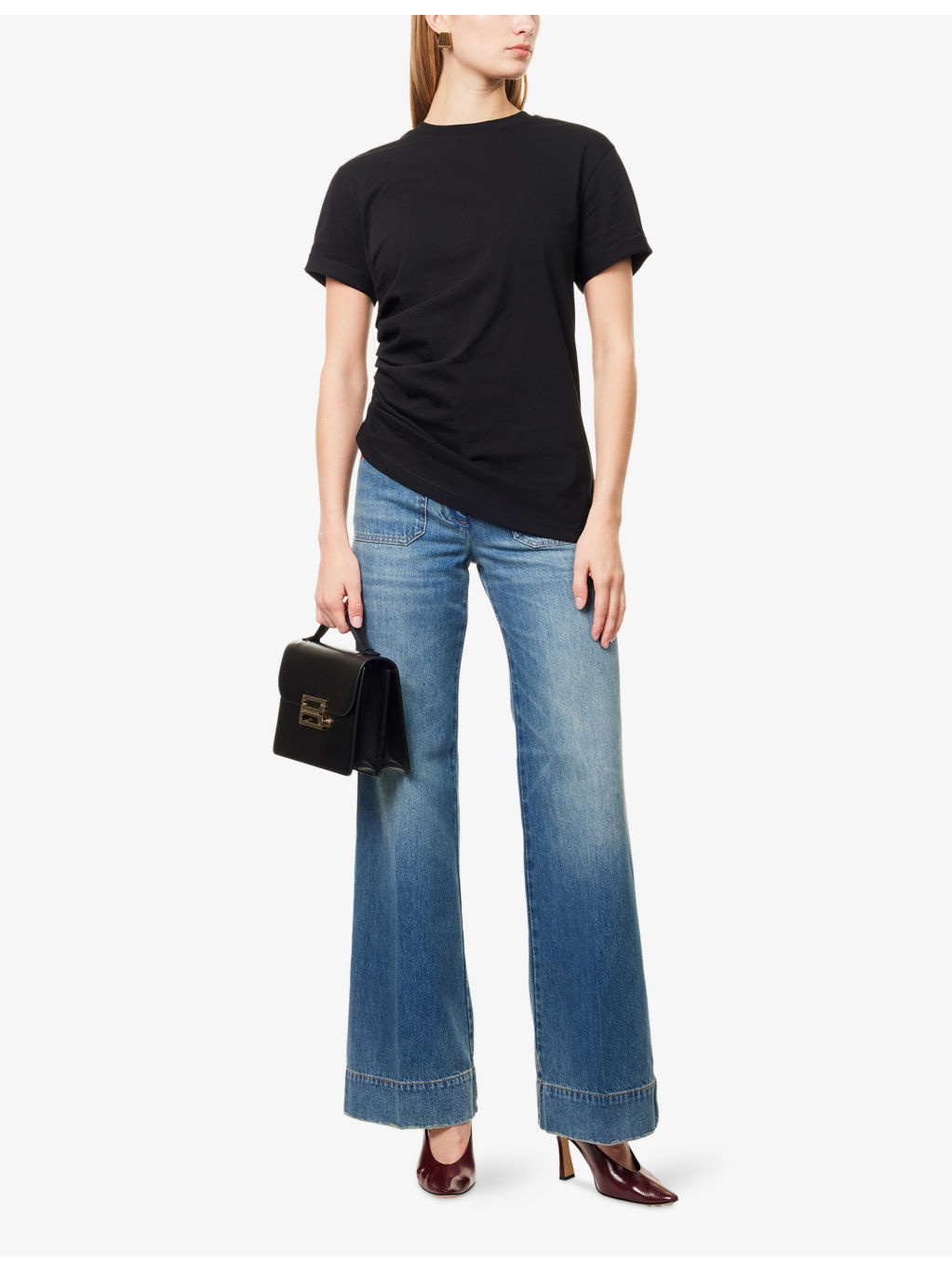 Gathered Round-Neck Cotton T-Shirt - 2