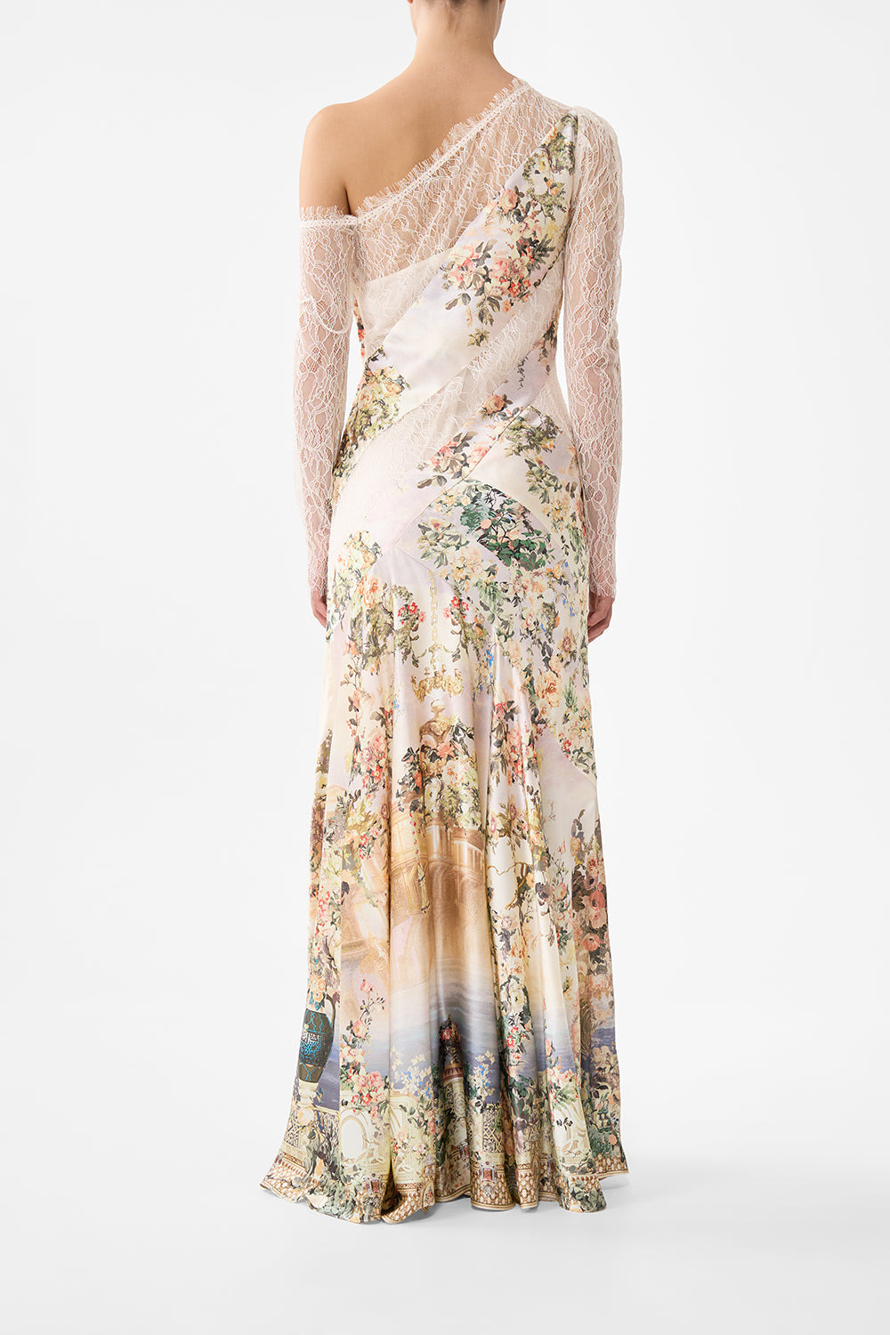 LACE SPLICE ONE SHOULDER DRESS - 3