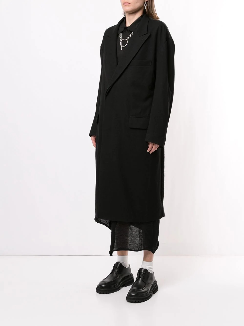 asymmetric wool panel coat - 3