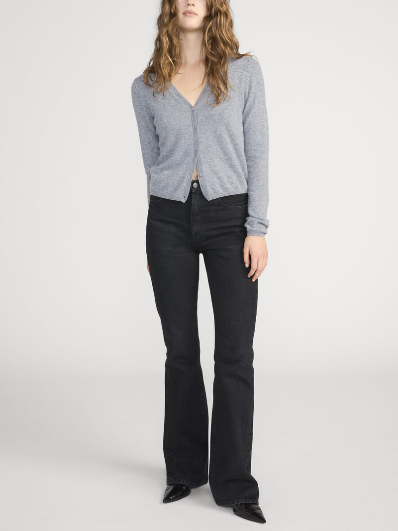 FRAME The Cashmere V Cardi - Heather Grey outlook