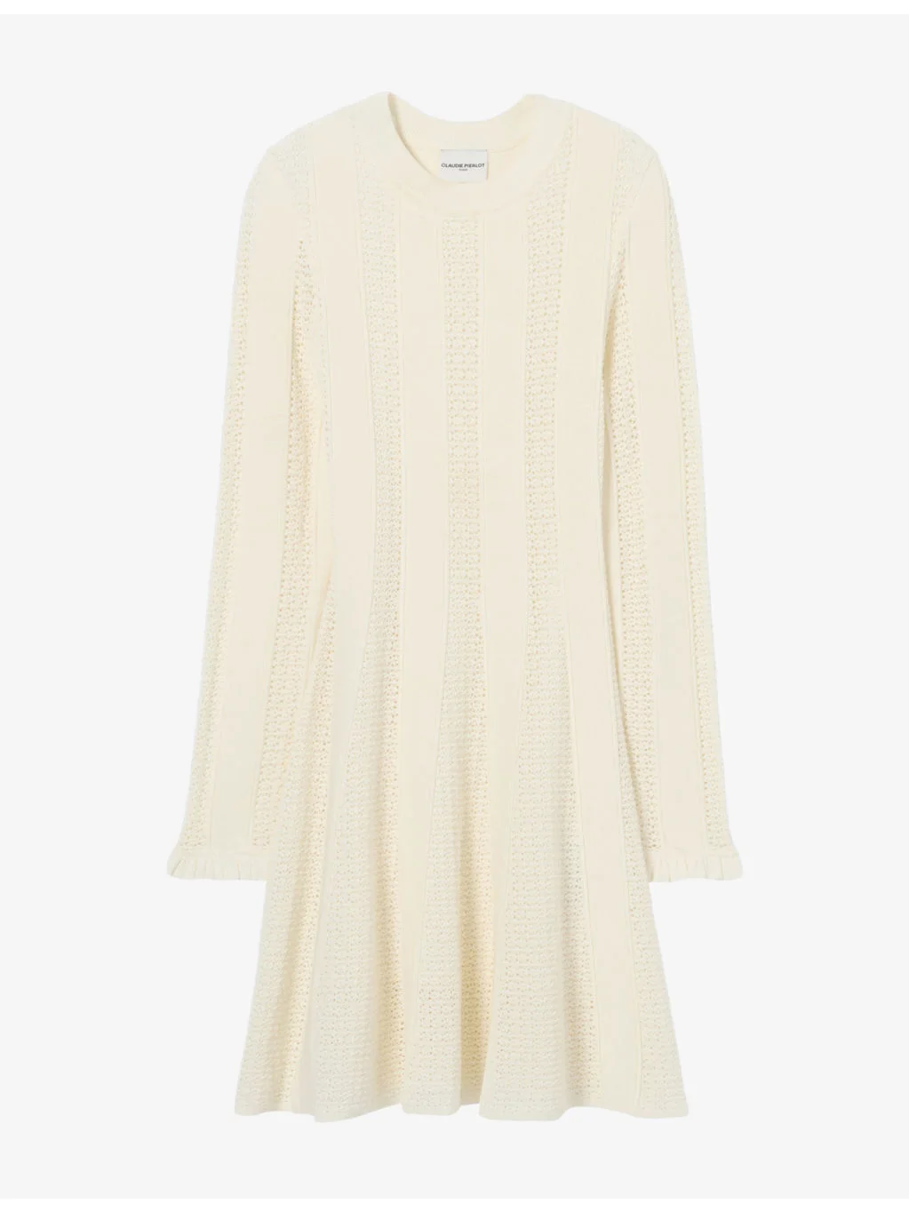 Striped Long-Sleeved Knitted Mini Dress - 1