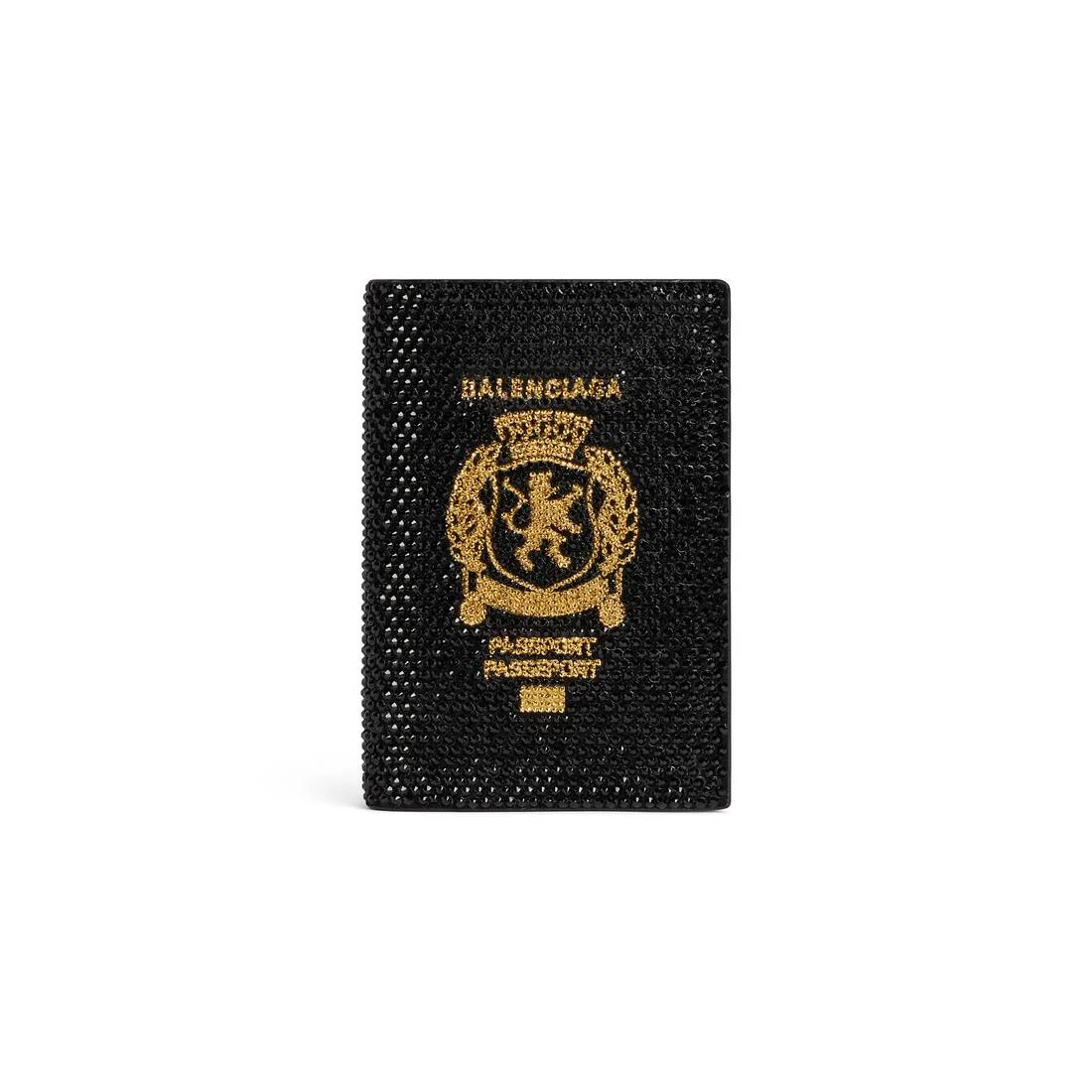 Men's Passport Holder With Rhinestones in Black - 1