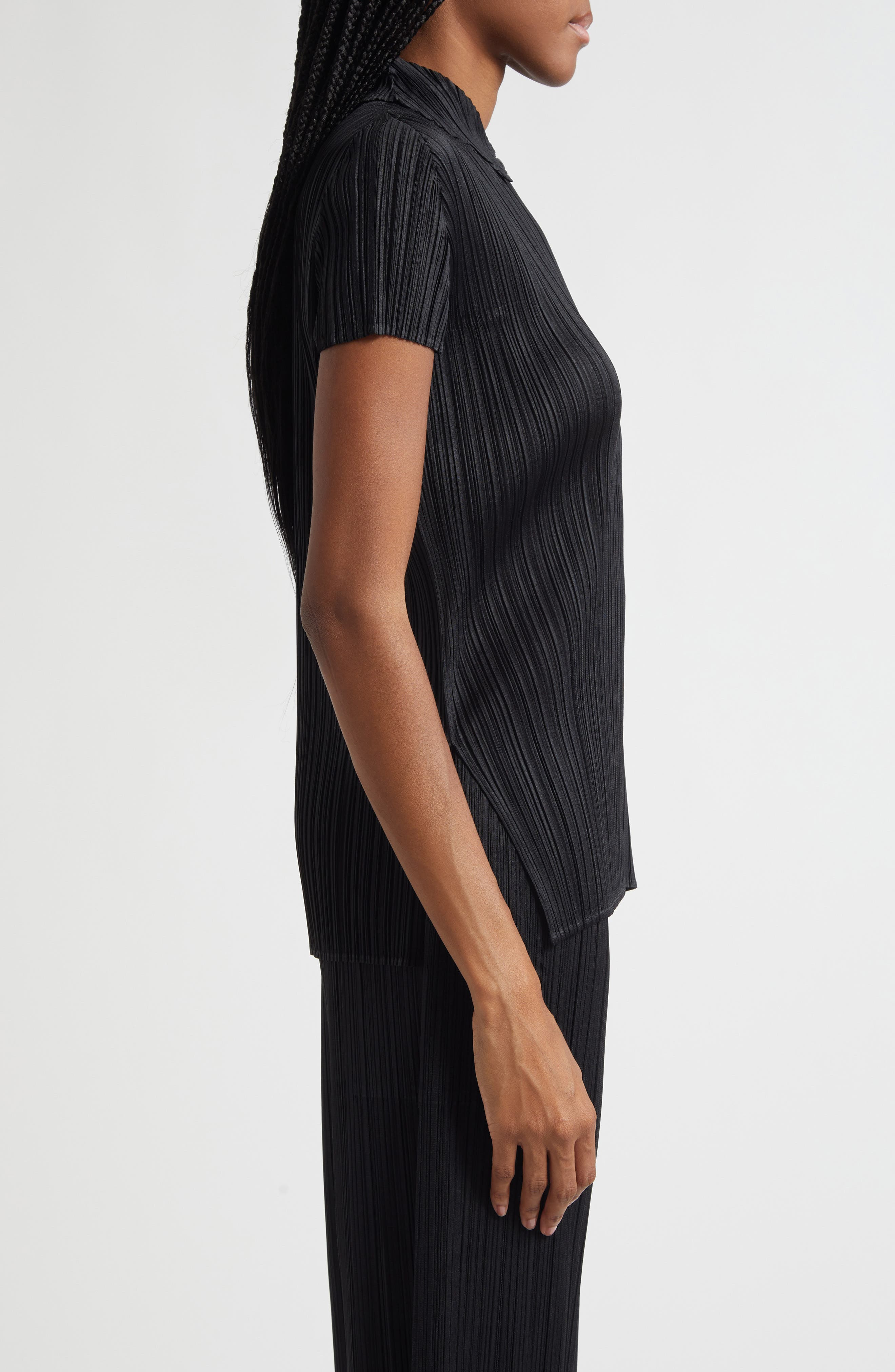 Pleats Please Issey Miyake Monthly Colors August Pleated Polo in Black at Nordstrom - 4
