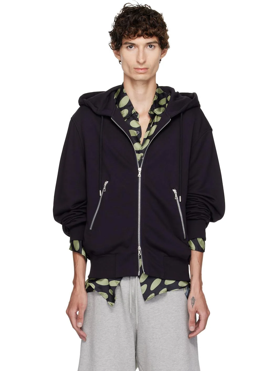 Navy Cotton Zip Hoodie - 1