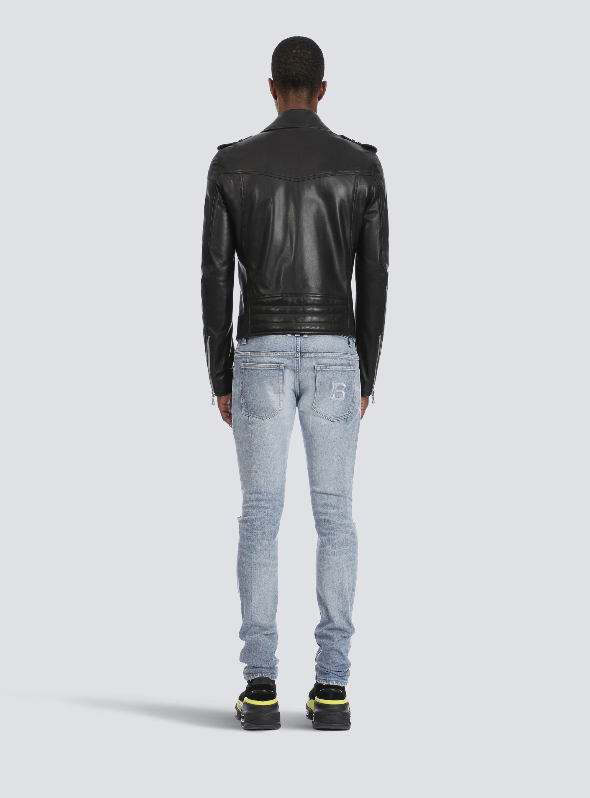 Leather biker jacket - 4