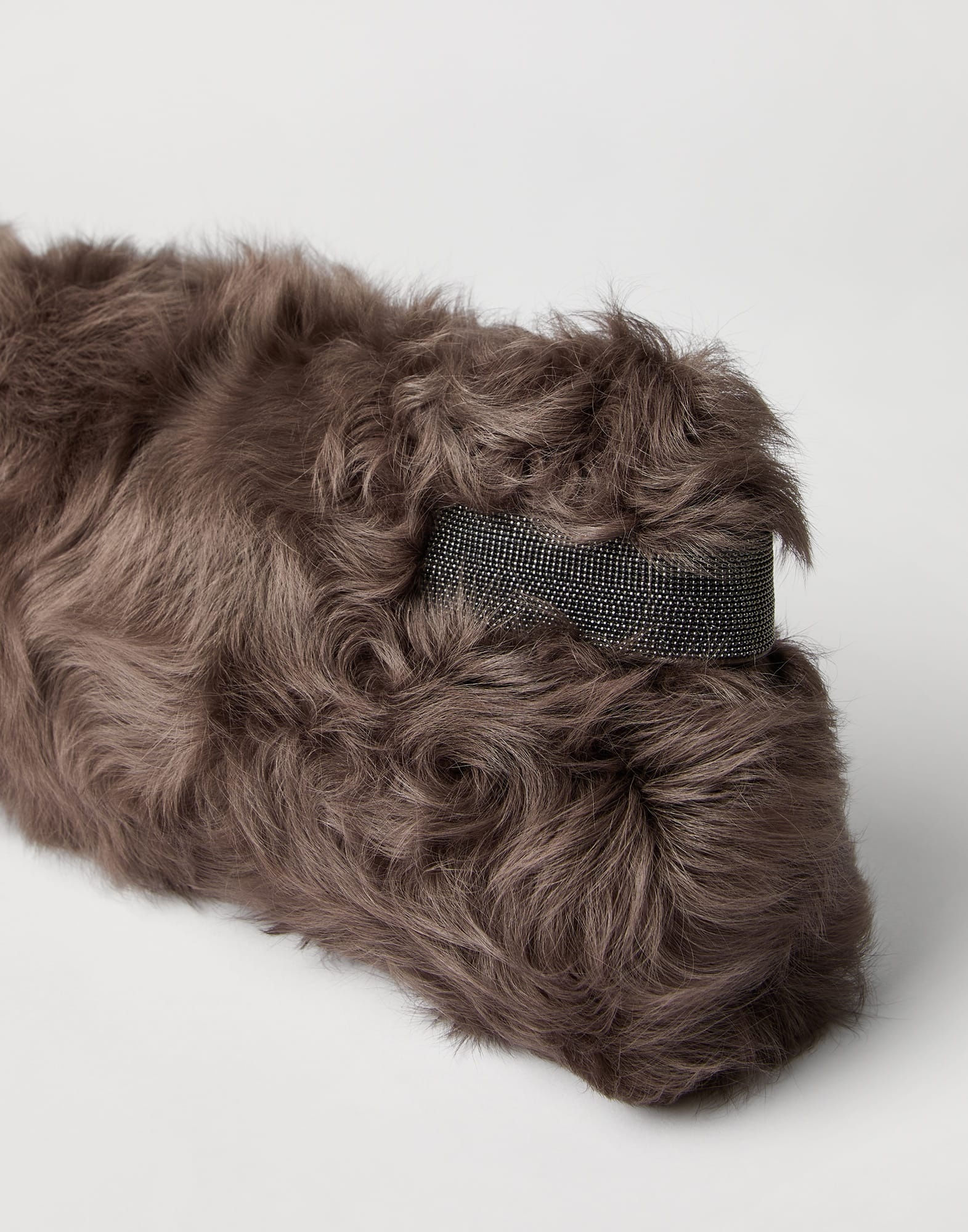 Essence pouch bag in wavy shearling with precious bands - 3
