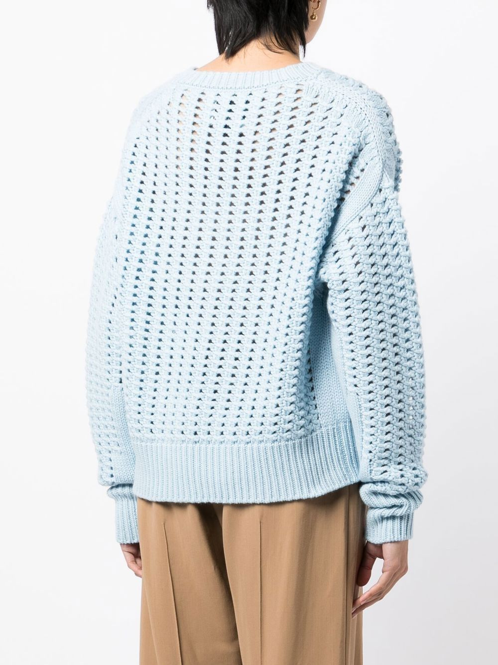 V-neck open-knit jumper - 4