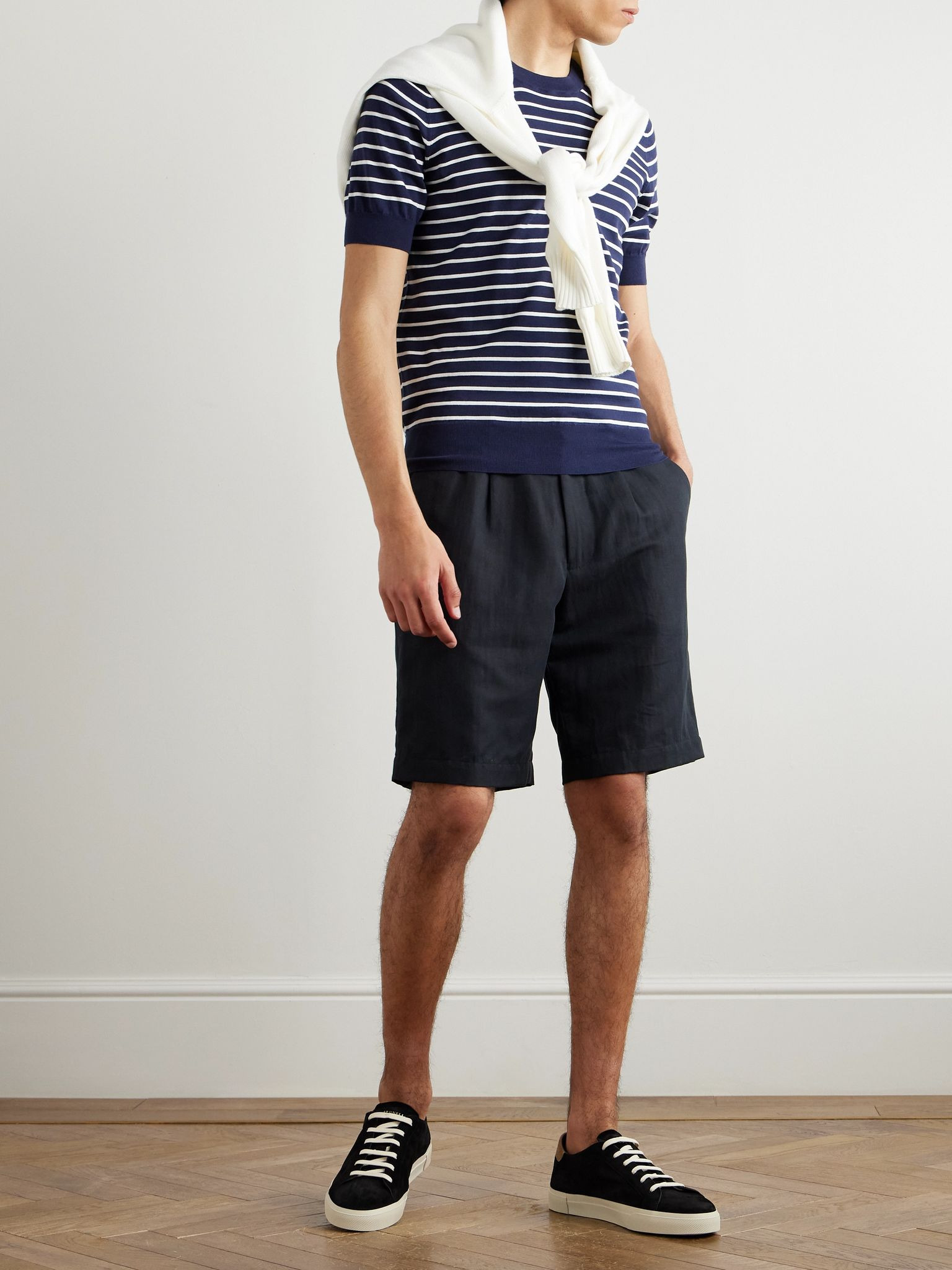 Slim-Fit Striped Cotton T-Shirt Navy - 2