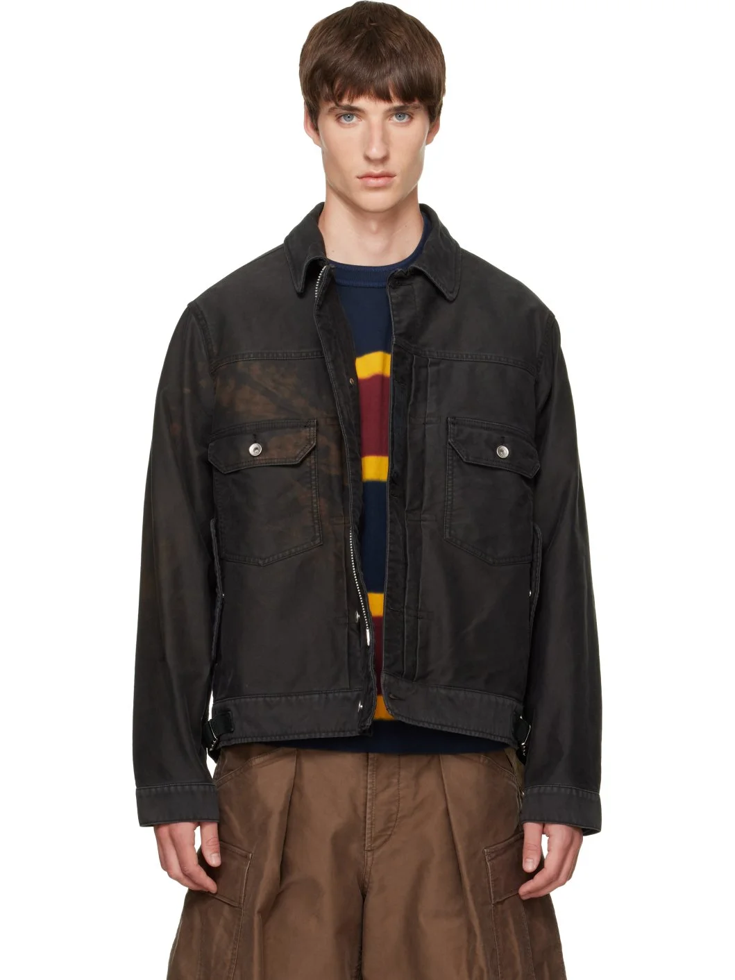Black Sueded Cotton Jacket - 1