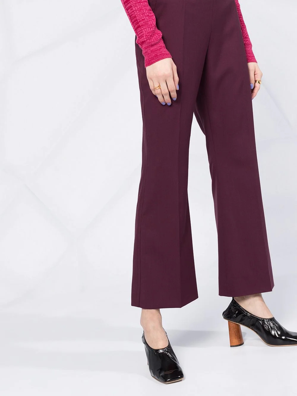 high-waisted flared trousers - 3