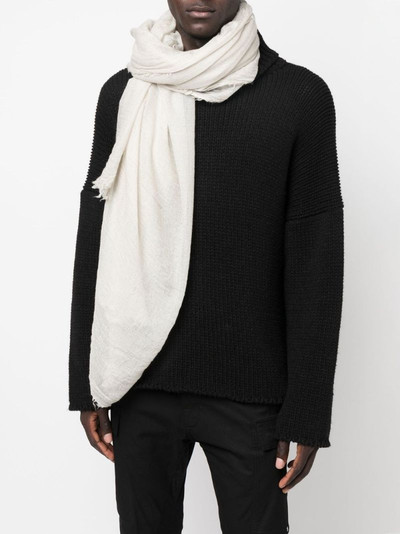 Rick Owens frayed cashmere-silk scarf outlook