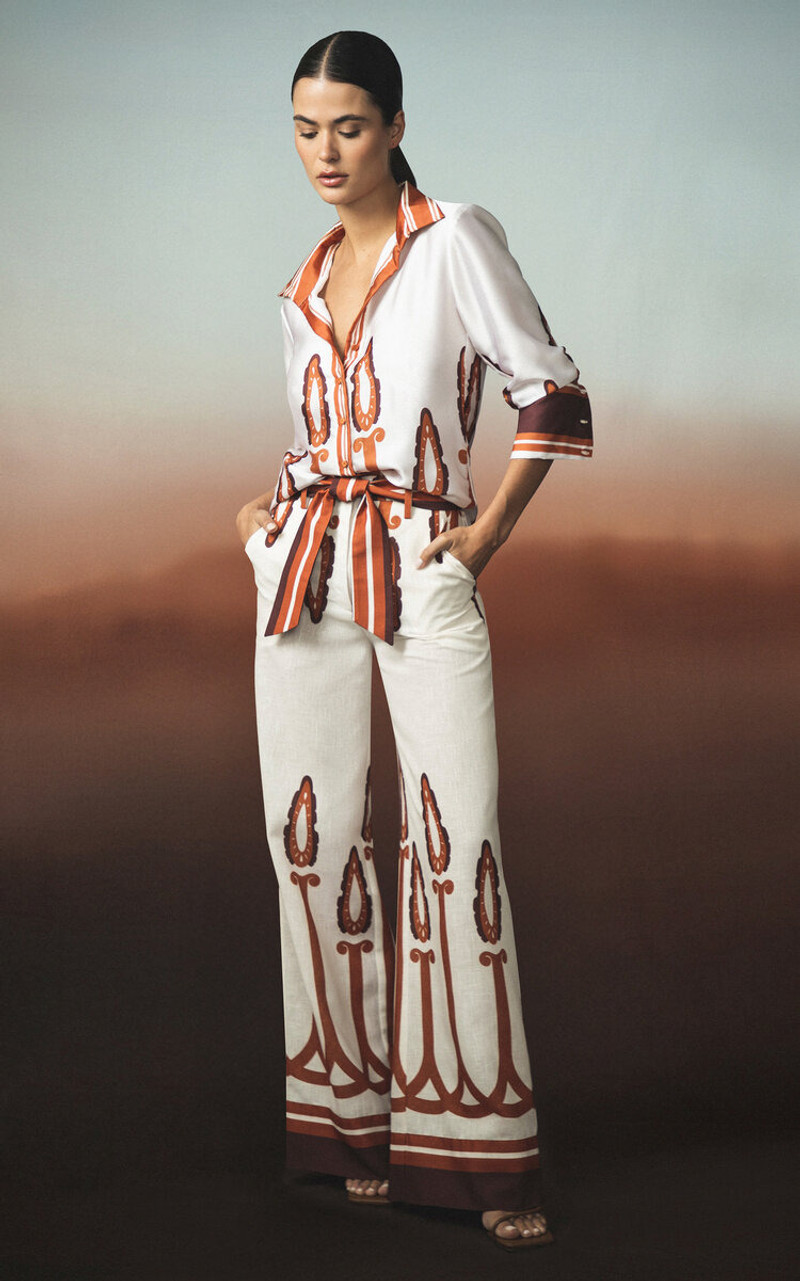 ANDRES OTALORA Horizonte Interno Linen Top print outlook