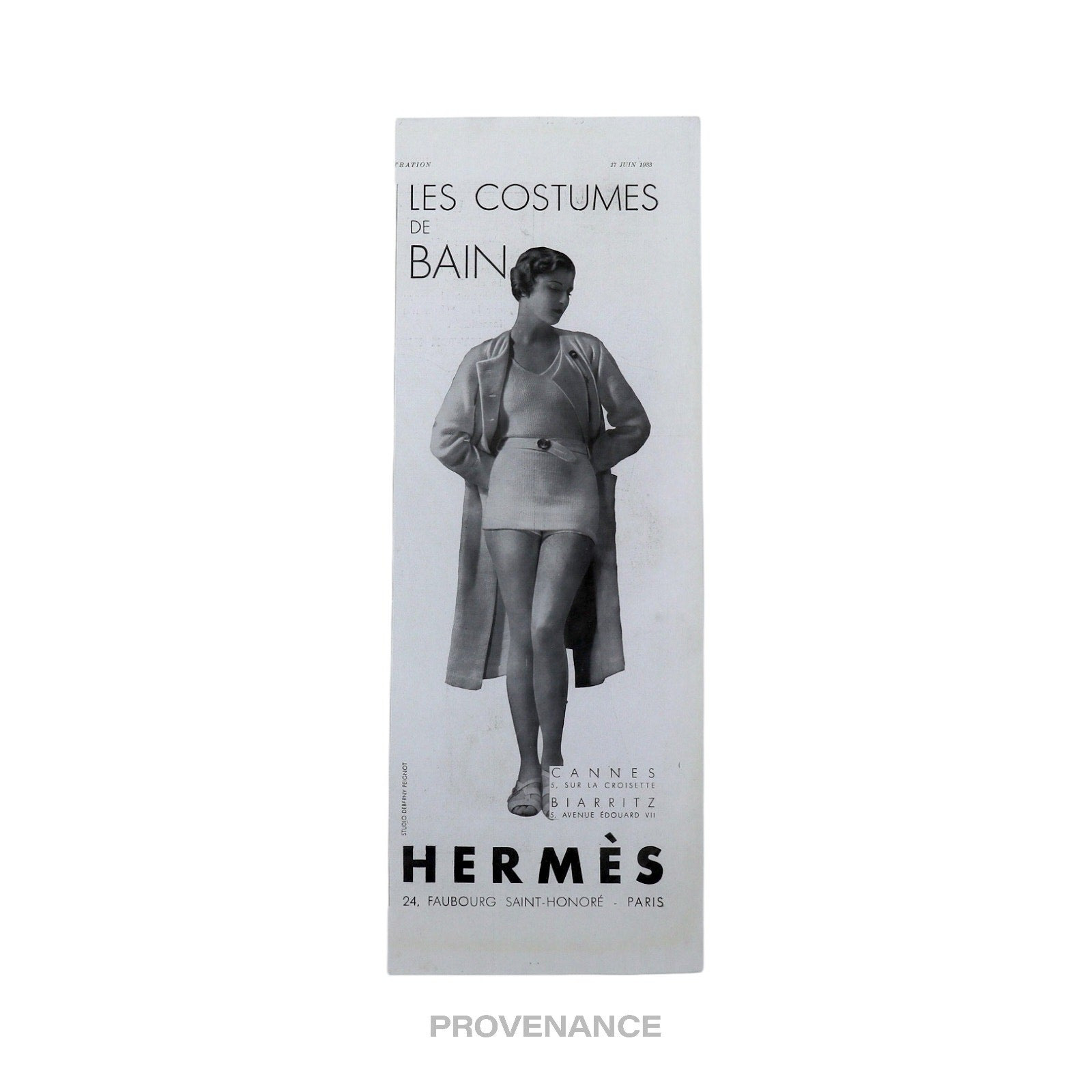 Hermes Antique Vintage Newsprint Ad - COSTUMES DE BAIN - 3
