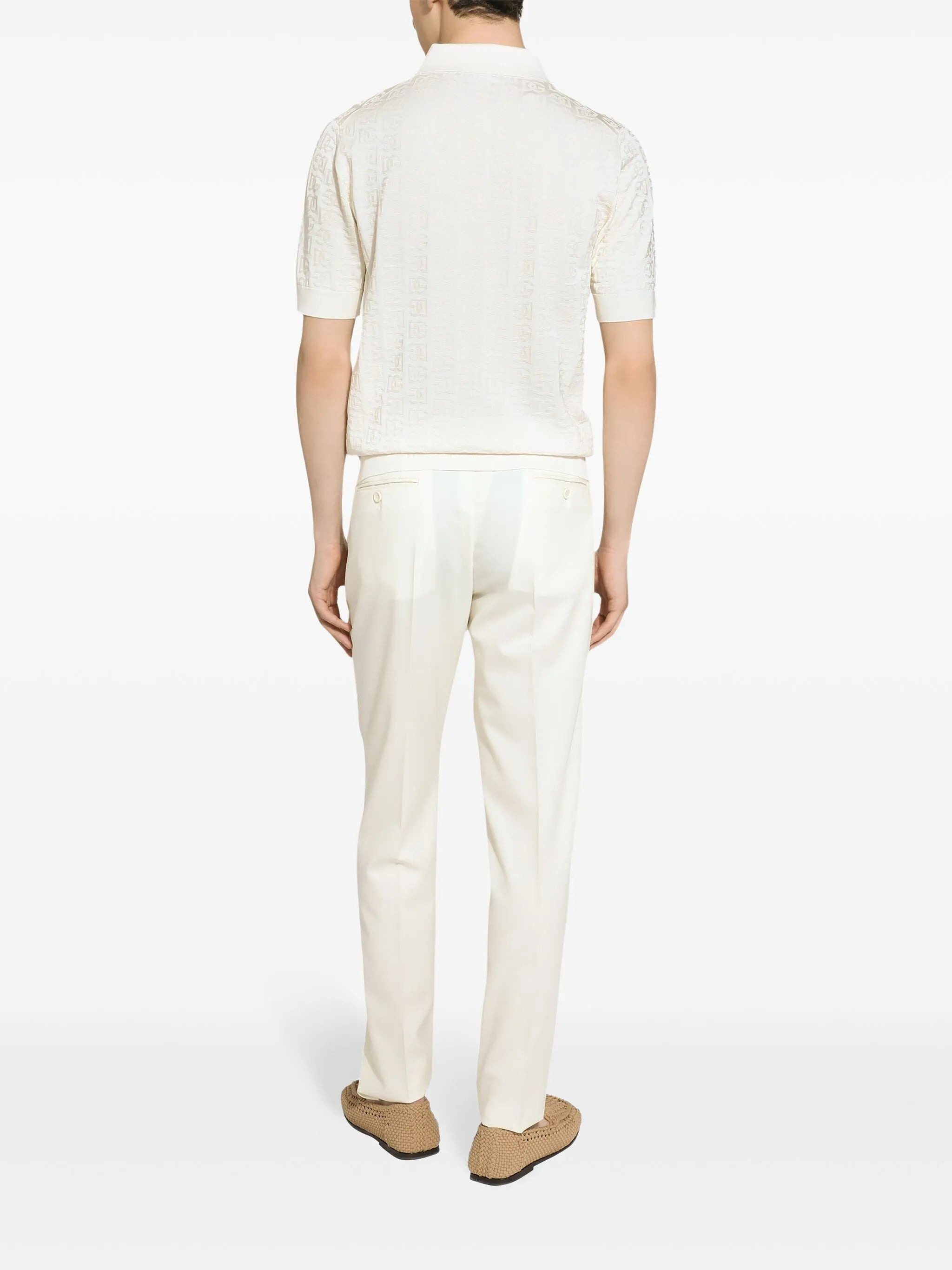 monogram-jacquard silk polo shirt - 3