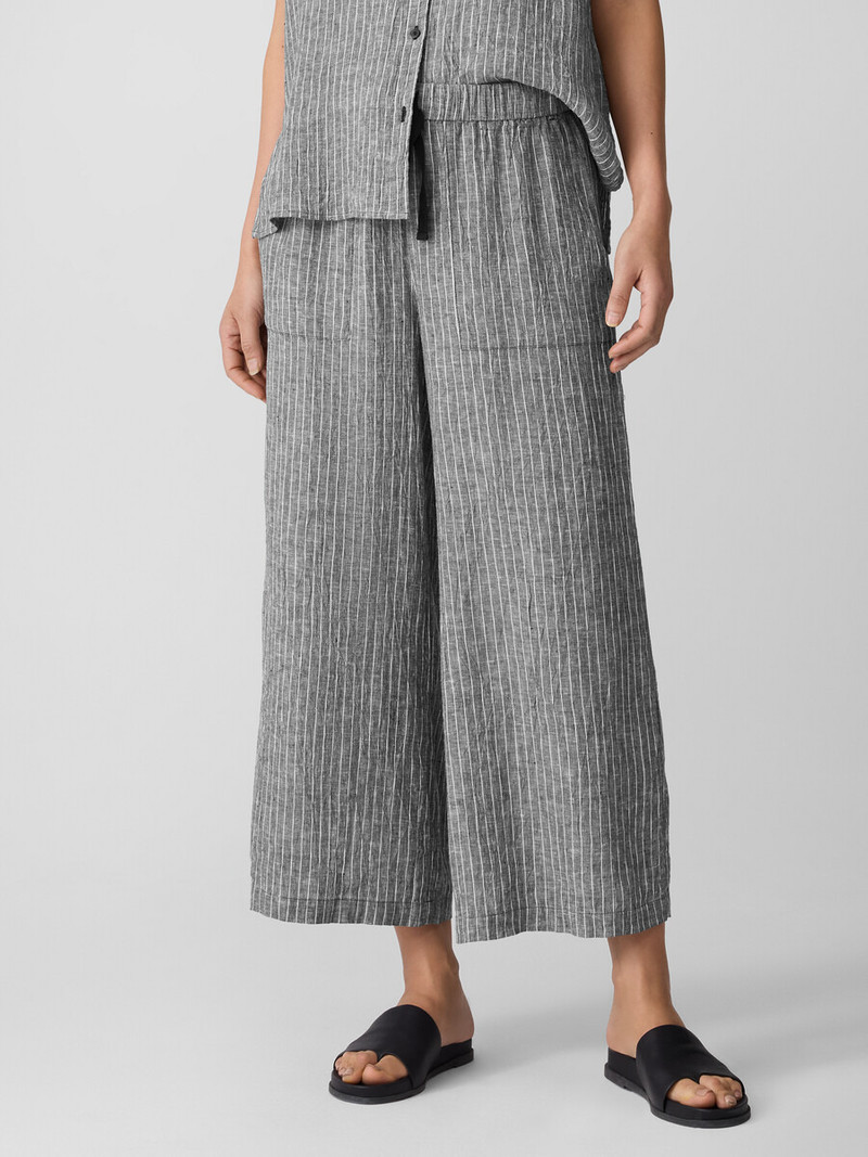 Puckered Organic Linen Wide-Leg Pant 3